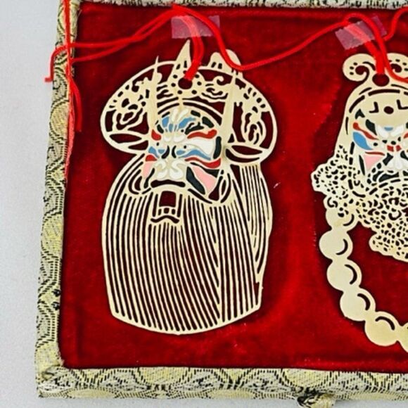 5 Oriental Asian Mask Gold metal Bookmarks Ornaments All are 3.25" tall by 2" wi - Picture 3 of 8